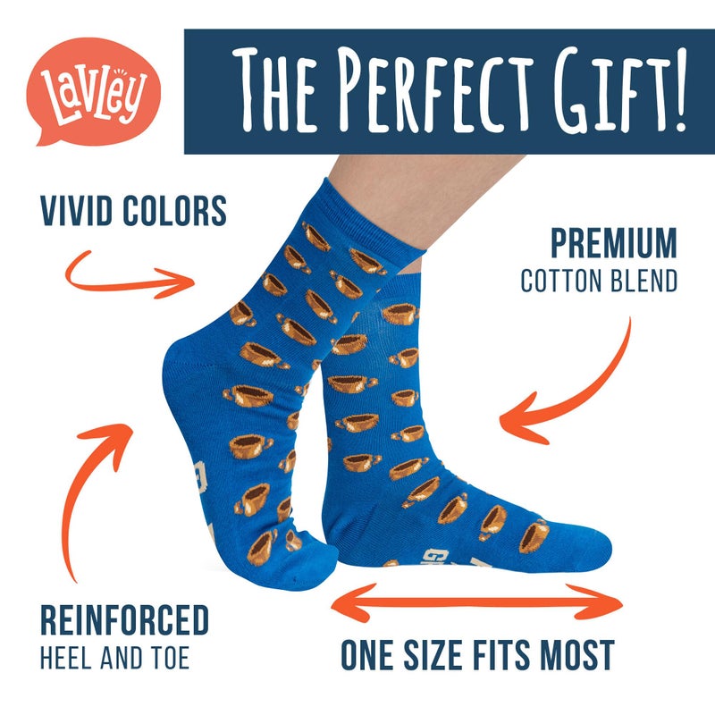 Lavley Rise and Grind Coffee Socks - Fun Gift Accessory for Men Cool Stocking Stuffer Idea - Unisex One Size - Image 2